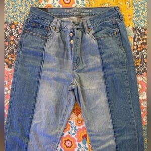 American Eagle Outfitters Two-Tone Blue Boyfriend Jeans